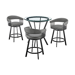 Naomi and Chelsea Counter Height Dining Table and 3 Barstools Set, Gray/Black, large