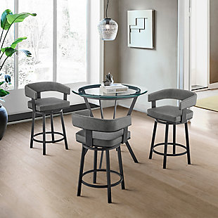 Naomi and Lorin Counter Height Dining Table and 3 Barstools Set, Gray/Black, rollover