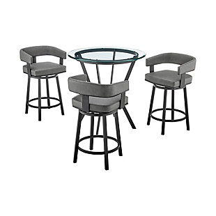 Naomi and Lorin Counter Height Dining Table and 3 Barstools Set, Gray/Black, large