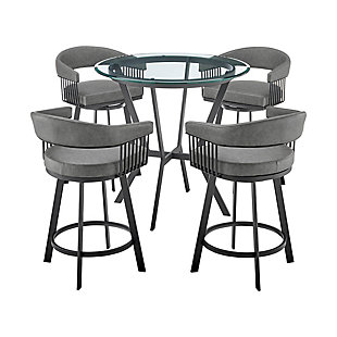 Naomi and Chelsea Counter Height Dining Table and 4 Barstools Set, Gray/Black, rollover