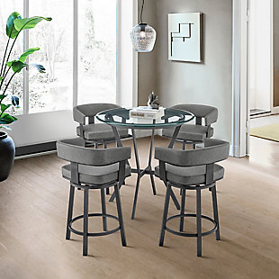 Naomi and Lorin Counter Height Dining Table and 4 Barstools Set, Gray/Black, rollover