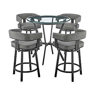 Naomi and Lorin Counter Height Dining Table and 4 Barstools Set, Gray/Black, large