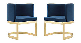 Aura Dining Chair (Set of 2), Royal Blue/Brass, large