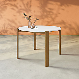 Gales Round Dining Table, Matte White, rollover