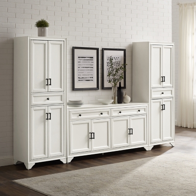 Crosley Furniture Tara Sideboard And Pantry Set, Distressed White