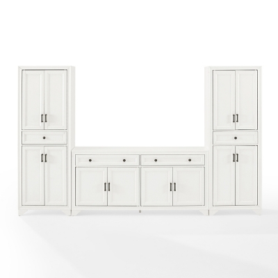 Crosley Furniture Tara Sideboard And Pantry Set, Distressed White, large