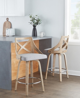 LumiSource Charlotte Counter Stool (Set of 2), Gray, rollover