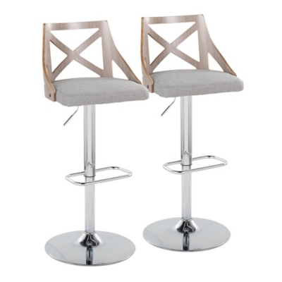 LumiSource Charlotte Adjustable Barstool (Set of 2), Gray, large