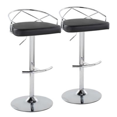 LumiSource Charlotte 2.0 Adjustable Barstool (Set of 2), Black, large