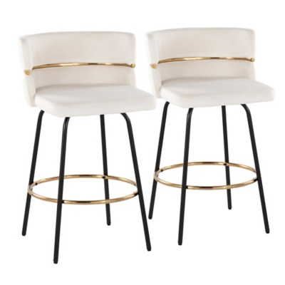 LumiSource Cinch Counter Stool (Set of 2), Cream, large