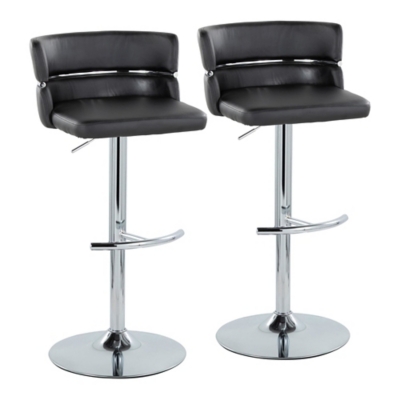 LumiSource Cinch Adjustable Barstool (Set of 2), Black, large