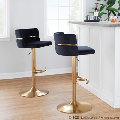 LumiSource Cinch 2.0 Adjustable Barstool (Set of 2), Black, rollover
