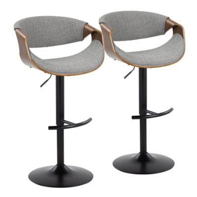 LumiSource Curvo Adjustable Barstool (Set of 2), Gray, large