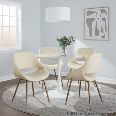 LumiSource Fabrico Dining Chair (Set of 2), Cream, rollover