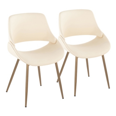 LumiSource Fabrico Dining Chair (Set of 2), Cream, large