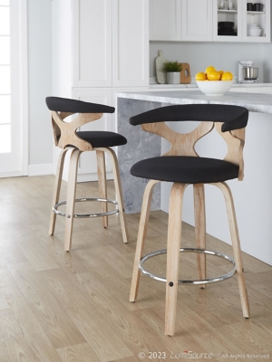 LumiSource Gardenia Counter Stool (Set of 2), Charcoal, rollover