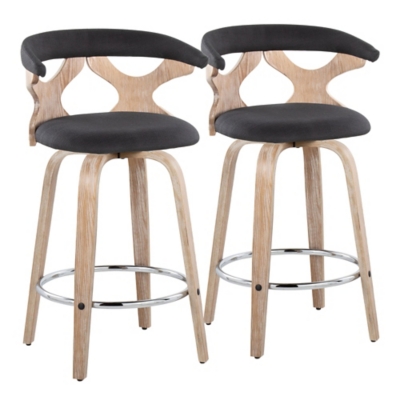 LumiSource Gardenia Counter Stool (Set of 2), Charcoal, large