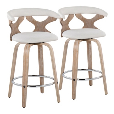 LumiSource Gardenia Counter Stool (Set of 2), Cream, large