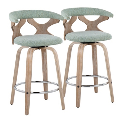 LumiSource Gardenia Counter Stool (Set of 2), Sage Green, large