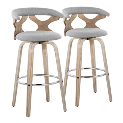 LumiSource Gardenia Barstool (Set of 2), Gray, large