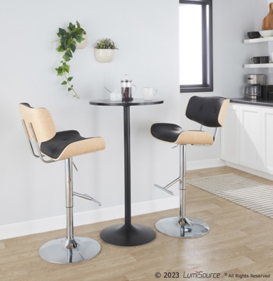 LumiSource Lombardi Adjustable Barstool (Set of 2), Black, rollover
