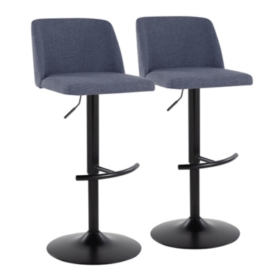 LumiSource Toriano Adjustable Barstool (Set of 2), Blue/Black, large