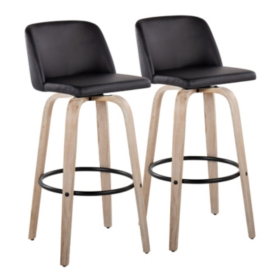 LumiSource Toriano Barstool (Set of 2), Black, large