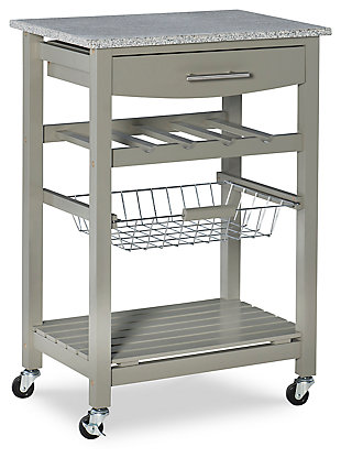Rolling Roger Kitchen Island, Gray, large