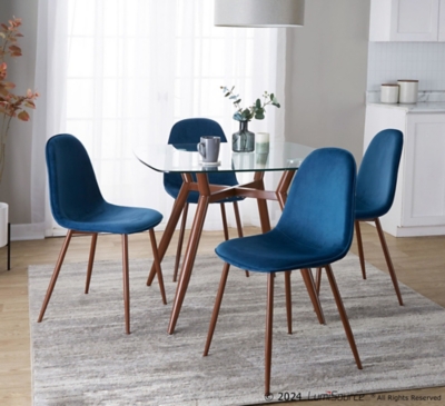 LumiSource Clara Pebble Square Dining Table and 4 Chairs