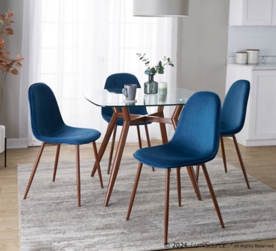 LumiSource Clara Pebble Square Dining Table and 4 Chairs, Blue