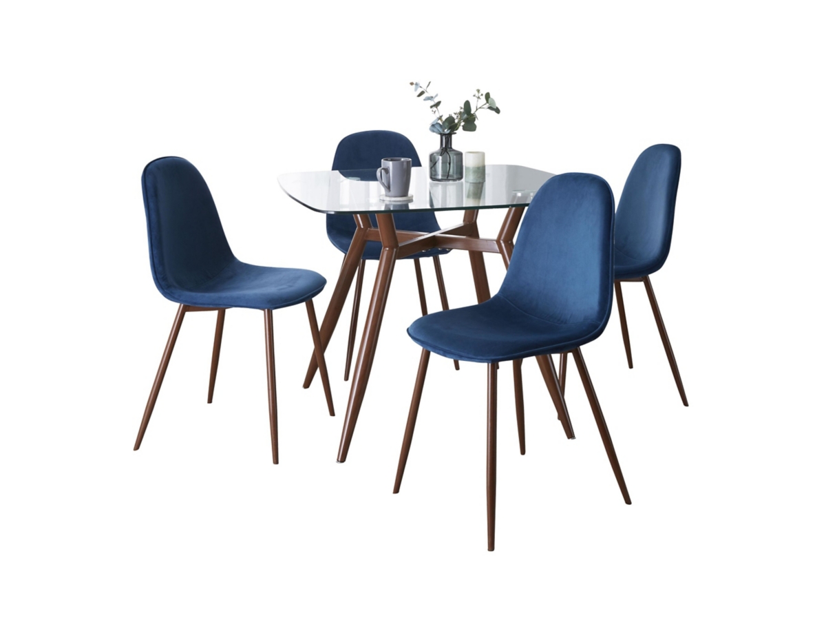 LumiSource Clara Pebble Square Dining Table and 4 Chairs