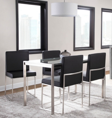 LumiSource Fuji Dining Table and 4 Chairs, Black, rollover