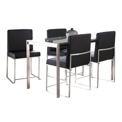 LumiSource Fuji Dining Table and 4 Chairs, Black, large