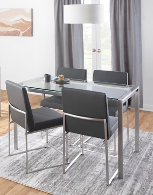 LumiSource Fuji Dining Table and 4 Chairs, Gray, rollover