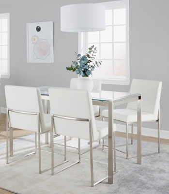 D6000834CN LumiSource Fuji Dining Table and 4 Chairs, White sku D6000834CN