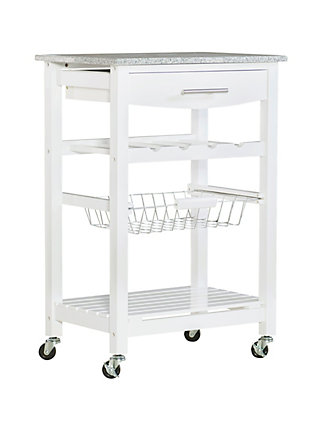 Rolling Roger Kitchen Island, White, large