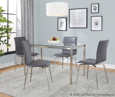 LumiSource Fuji Mason Dining Table and 4 Swivel Chairs, Gray, rollover