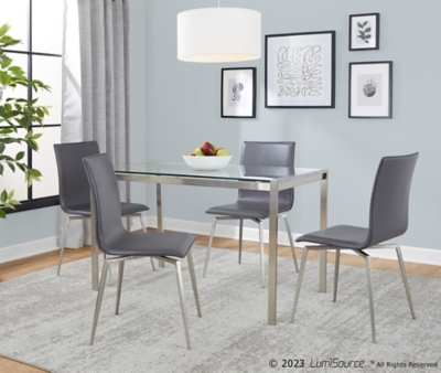 LumiSource Fuji Mason Dining Table and 4 Swivel Chairs, Gray