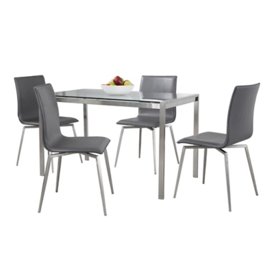 LumiSource Fuji Mason Dining Table and 4 Swivel Chairs, Gray, large