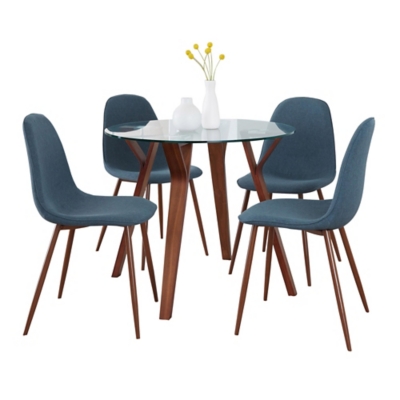 LumiSource Folia Pebble Round Dining Table and 4 Chairs, , large