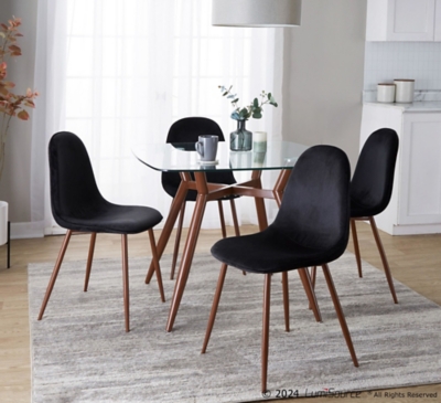 LumiSource Clara Pebble Square Dining Table and 4 Chairs, Black