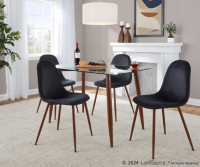 LumiSource Clara Pebble Rectangle Dining Table and 4 Chairs, Black