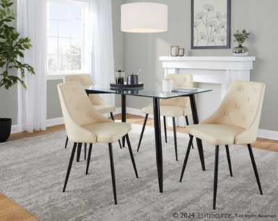 LumiSource Clara Giovani Dining Table and 4 Chairs, Cream