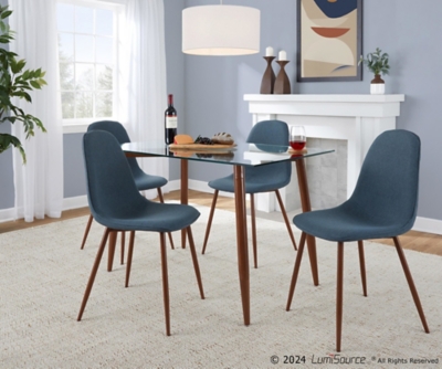 LumiSource Clara Pebble Rectangle Dining Table and 4 Chairs, Blue, rollover