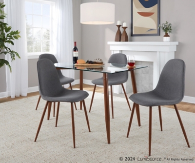 LumiSource Clara Pebble Rectangle Dining Table and 4 Chairs, Charcoal