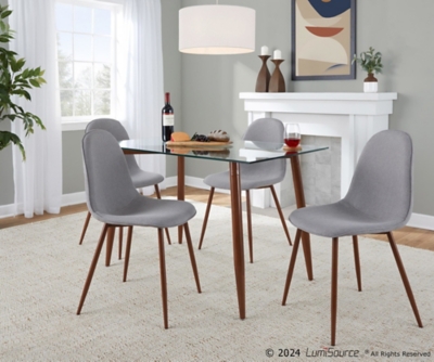 LumiSource Clara Pebble Rectangle Dining Table and 4 Chairs, Gray