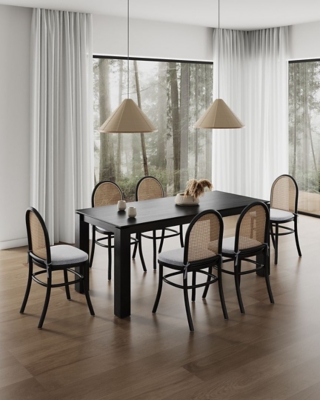 Manhattan Comfort Rockaway and Paragon Dining Table and 6 Chairs, Black/Gray, rollover
