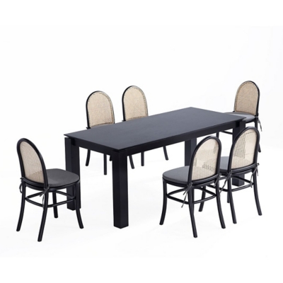 Manhattan Comfort Rockaway and Paragon Dining Table and 6 Chairs, Black/Gray, large
