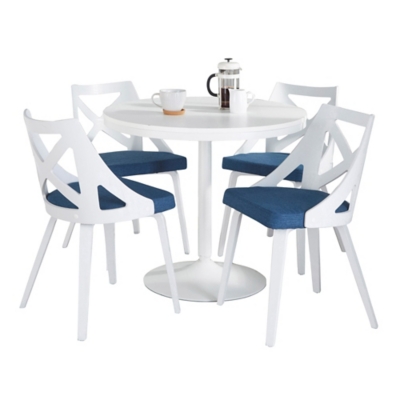 LumiSource Dakota Charlotte Dining Table and 4 Chairs, Blue/White, large