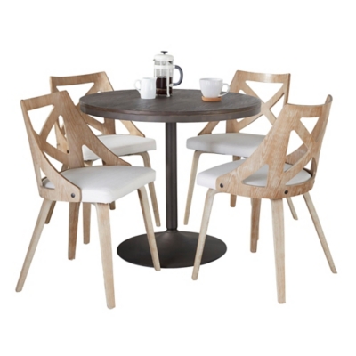 LumiSource Dakota Charlotte Dining Table and 4 Chairs, Cream/Espresso, large